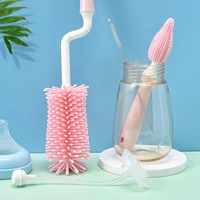 360 silicone bottle brush degree rotation baby pacifier cup nipple cleaning brushes set handheld soft head food grade watering