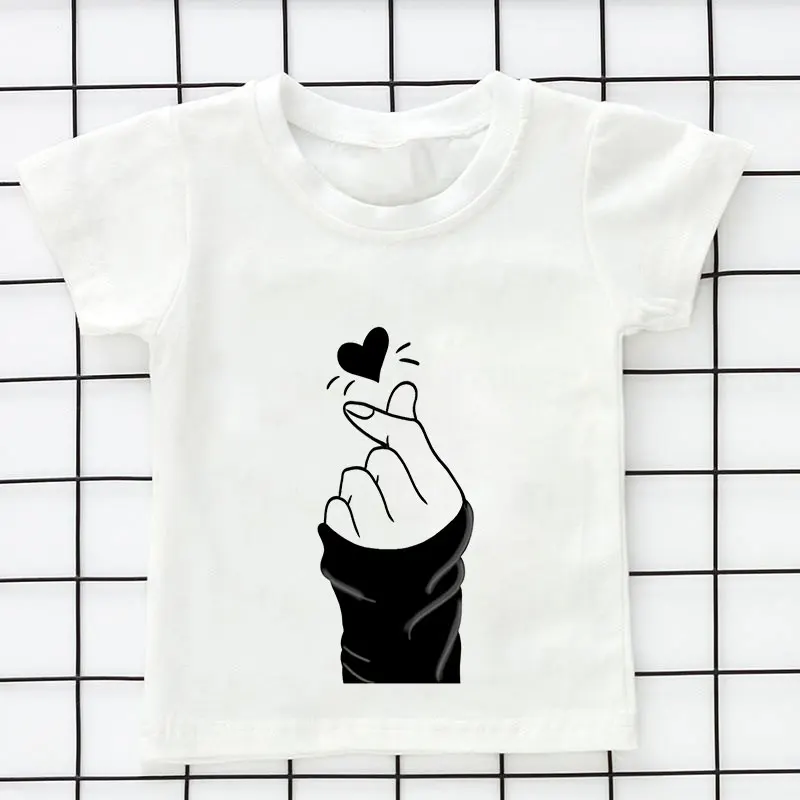

2-9Years Cartoon Love Heart Print Love You Boys Girls T Shirt Summer Children Kids Clothes Shorts Sleeve O-Neck Tops Girl Tees