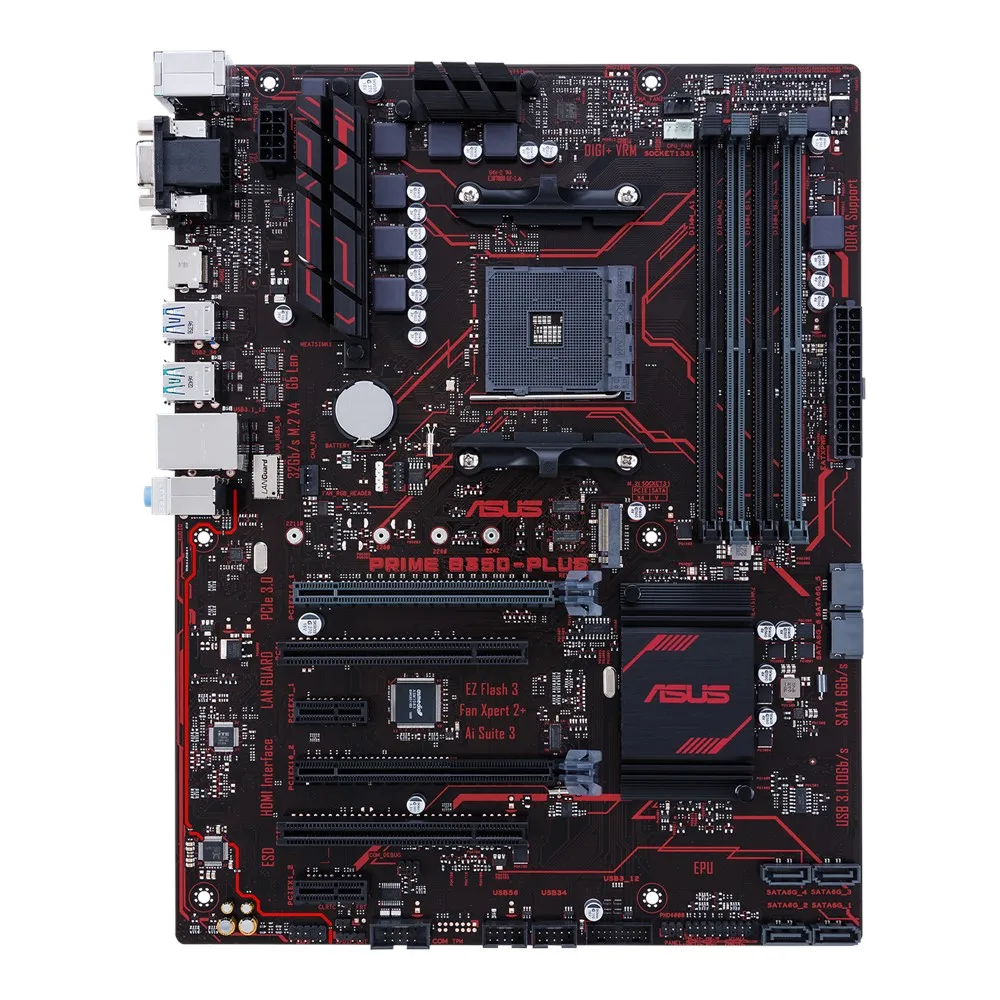 Б/у Материнская плата ASUS B350 PLUS AM4 ATX со светодиодным освещением DDR4 32 Мб M.2 HDMI SATA 6 USB 3