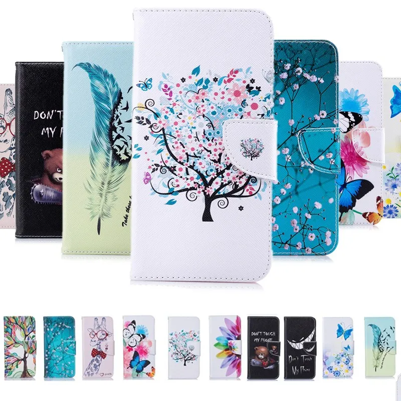Wallet Phone Case For Samsung Galaxy S 8Plus 9Plus S10 Plus E Cover Flower Tree Cute Cartoon S8 S9 | Мобильные телефоны и