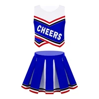 kids girls sport suit cheerleader costume sleeveless vest tops with pleated skirt set dance competition performance outfits