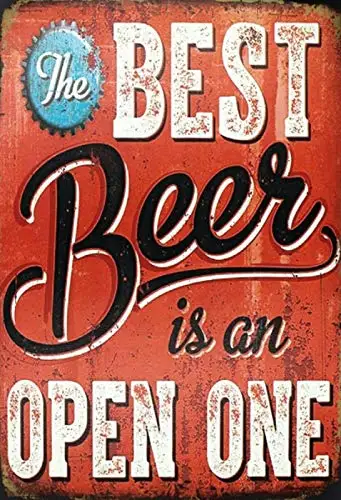 

Best Beer is Open Theme Metal Tin Sign 8x12 Inch Home Kitchen Garage Decor Retro Tin Sign