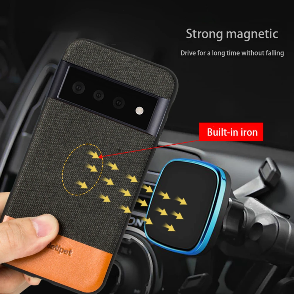 LANGSIDI Man Canvas Leather Magnetic Phone Case For Google Pixel 7 6 Pro 6A 5 4A 5g 5A shockproof Protective Cover For Pixel 6A