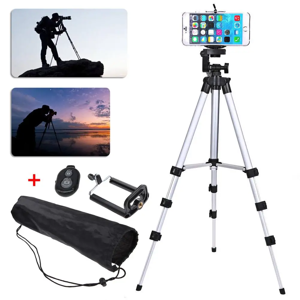 

Aluminum Tripod Stand Holder Bluetooth-compatible Remote Control 360° Swivel Fluid Head For iphone Samsung Cell Phone