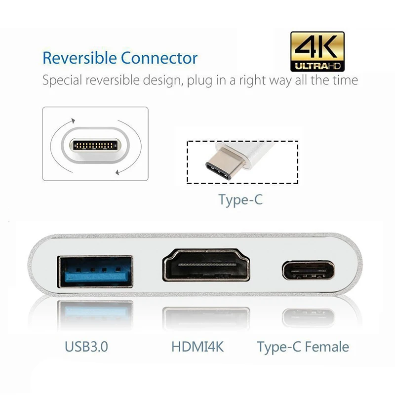 USBC к HDMI 4K USB 3 1 Тип C в зарядный концентратор адаптер AV видео алюминиевый сплав