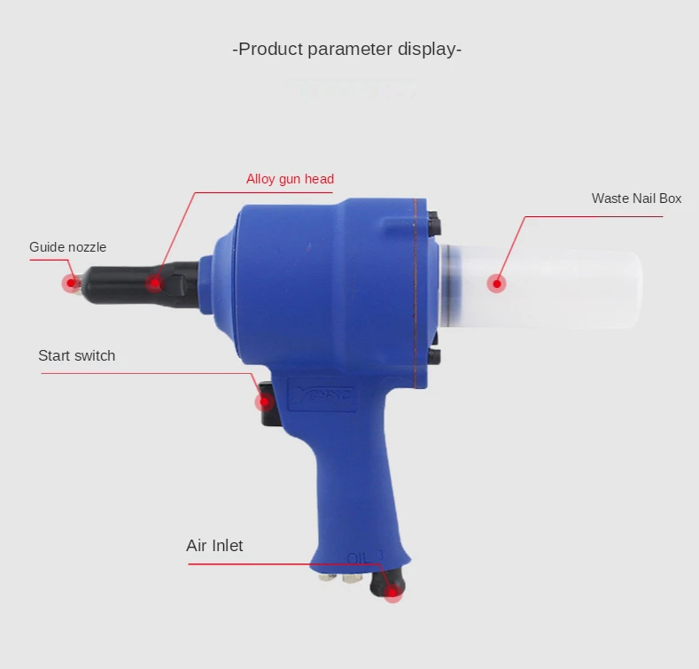 

Pneumatic rivet gun Pistol nail gun Air gun type pneumatic riveting gun Pneumatic nail gun for decoration project