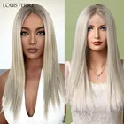 Парики LOUIS FERRE короткие прямые с коротким Бобом, часть 13*1 T, парики на сетке, высокотемпературные синтетические светлые волосы для женщин, для косплея на каждый день