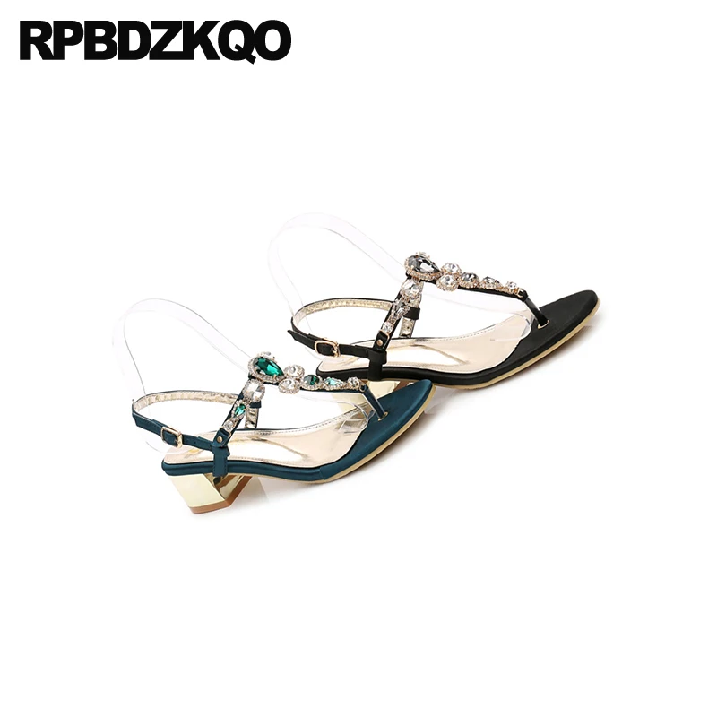 Сандалии женские с Т-образным ремешком роскошные дизайнерские босоножки камнями