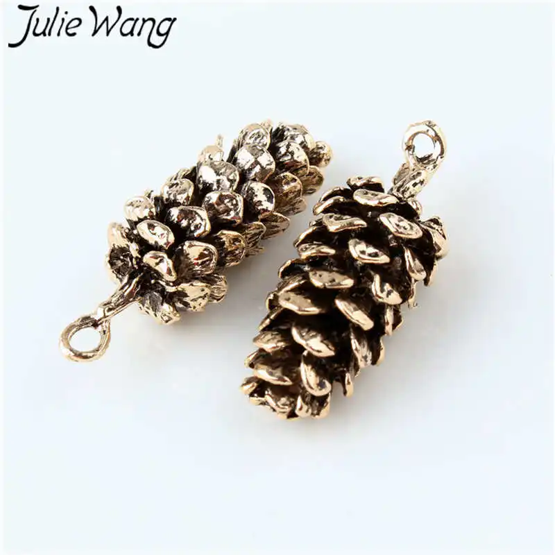 Julie Wang 5 шт. подвески из сплава сосновые конусы антикварный золотой серебряный