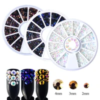 1 wheel nail art rhinestones crystal stones ab pearls 3d nail art decorations jewelry mixed size nail charms strass beads