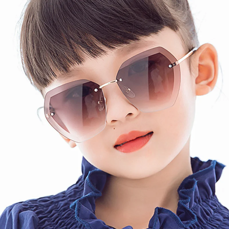 

Polygon Frameless Diamond Trimming Sunglasses Kids Retro UV Protection Elegant Frameless Children's Sunglasses