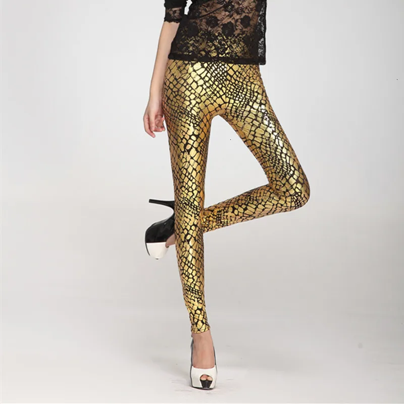 ms ragdoll Sexy Shiny Gold Snake Print Causal Push Up Leggings Women High Elastic Waist Fitness Leggins Mujer Skinny Pant Autumn | Женская