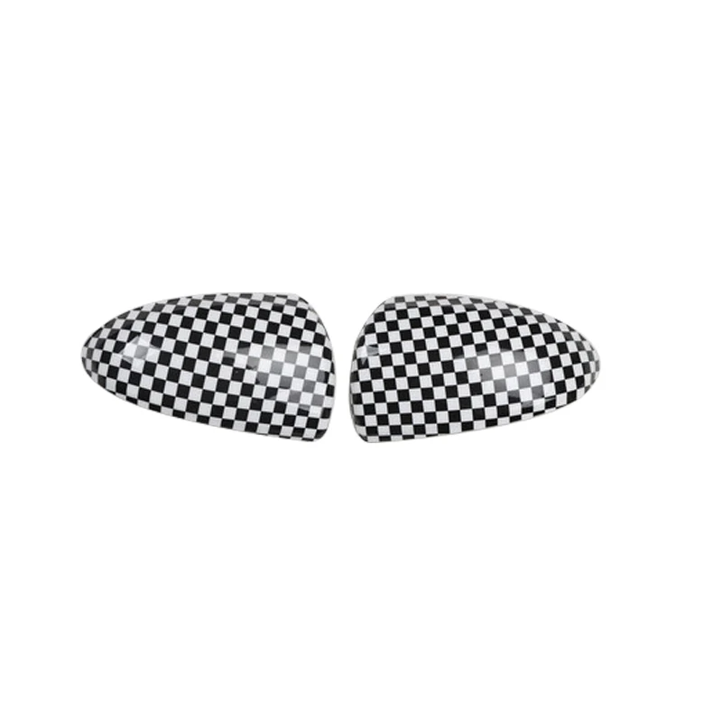 Black white grid Для 2008- Smart Fortwo 451, Автомобильное зеркало заднего вида, декоративный чехол, модель автомобиля, аксессуары для зеркала, пара зеркальных корпусов - Название цвета: Black white grid