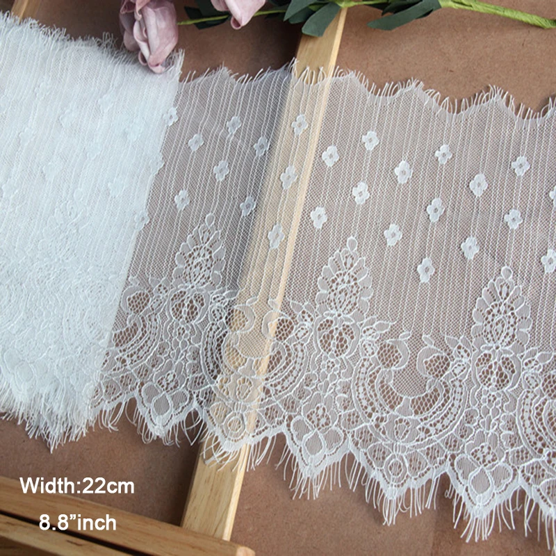 

3 Meters/lot Width:22cm Beautiful Eyelash Embroidery Lace Flower Mesh Trimming Lace for Garment Dress Sewing Decoration(SS-2678)