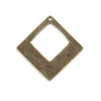 zinc based alloy charms rhombus pendants antique bronze color with hollow 3cm x 3cm for earring bracelet jewelry making 20 pcs