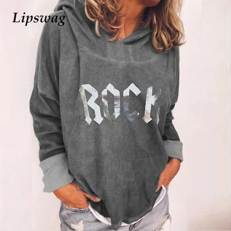 Lipswag осенне зимний пуловер с буквенным принтом рубашка женские свободные