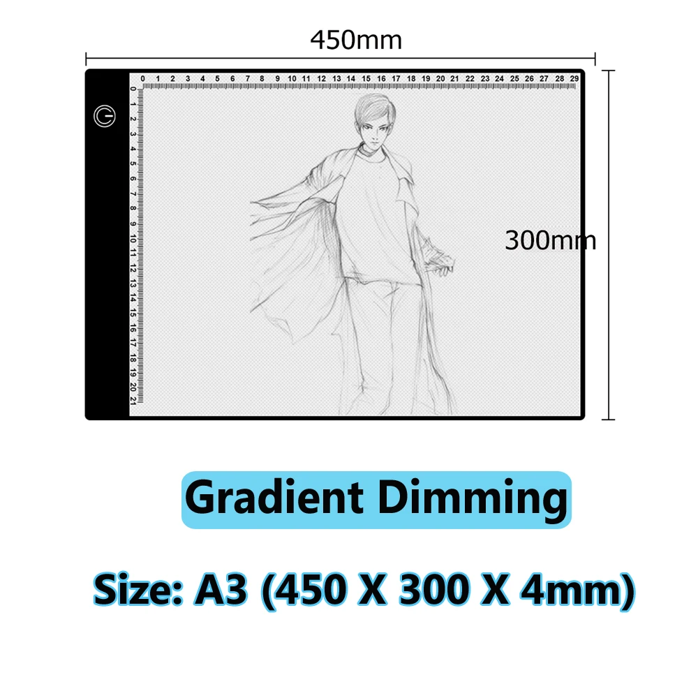 A3 Gradient Dimming USB LED A4 Бумага привело скопировать Pad стол Книги по искусству Рисование Трассировка Трафарет совета touch Тип Книги по искусству ist стол плиты дети написание картина Планшеты графический планшет - Цвет: A3 Gradient Dimming