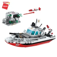 qman 235pcs military battle series building block sea force coastline boat 3 figures model educational brick toy for children