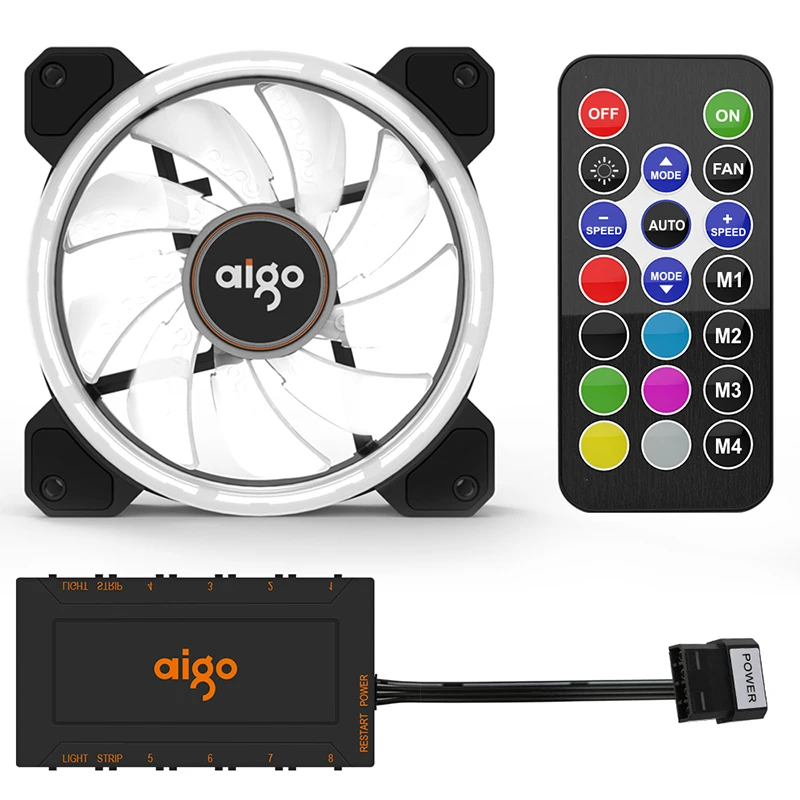 Чехол для компьютера darkFlash Aigo DR12 вентилятор охлаждающий вентилятор для ПК светильник RGB регулируемый светодиодный 120 мм тихий+ ИК пульт дистанционного управления кулер вентиляторы процессор игровой чехол