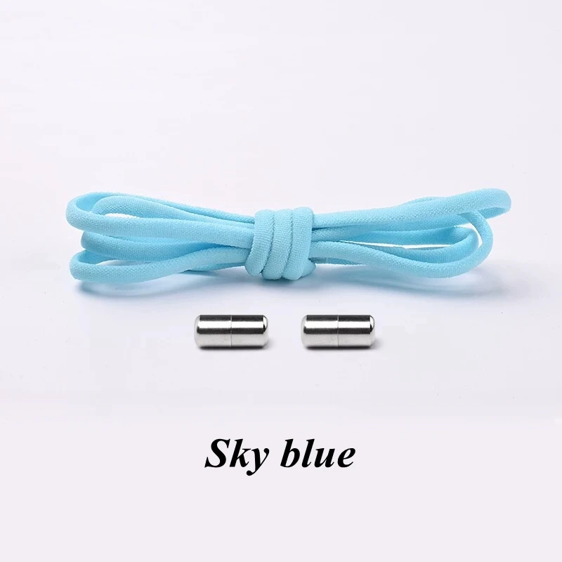 Sky blue 1 пара эластичных шнурков, круглые шнурки без шнурков для обуви для детей и взрослых, шнурки для кроссовок, быстросохнущие шнурки 19 цветов - Цвет: Sky blue