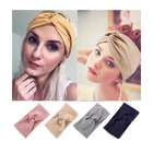 Женская спортивная однотонная повязка на голову, трикотажная хлопчатобумажная лента для волос, аксессуар для волос, 2021