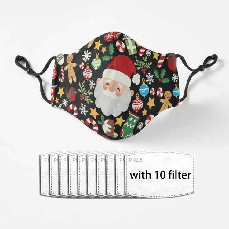 

Santa Candy Canes and Gingerbread OH MY Christmas card Adult Mask Dust Reusable Polyester Face Mouth Mask