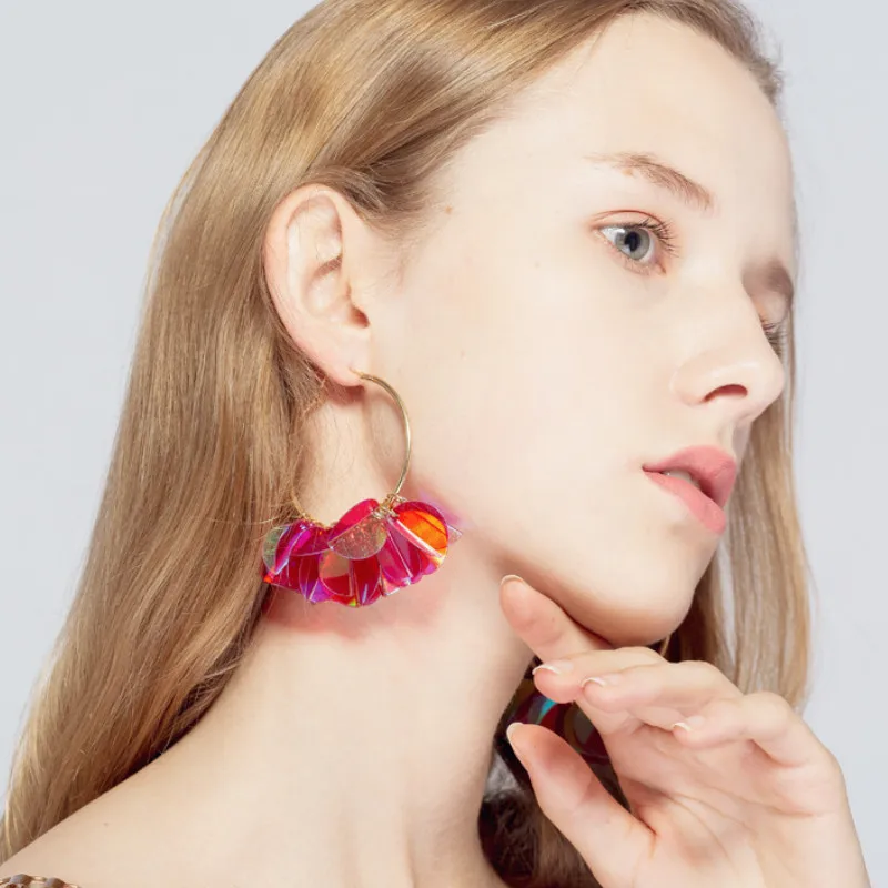 

Personality Sequin Alloy Hoop Earrings Trendy Temperament Ear Jewelry 2021