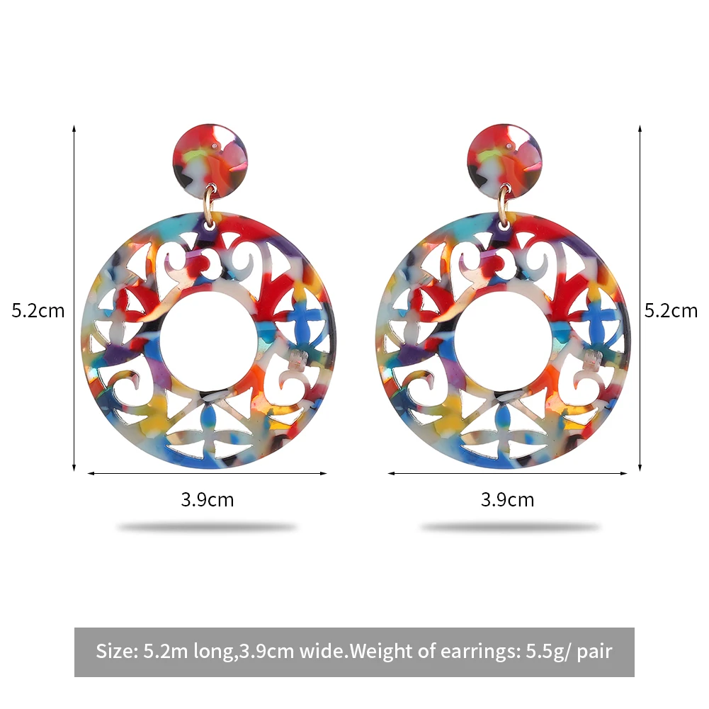 

SophiaXuan Hawaiian Acrylic Drop Earrings Trendy Samoa Marshall Round Drop Resign Earring Jewelry Wedding Woman for Women Girls