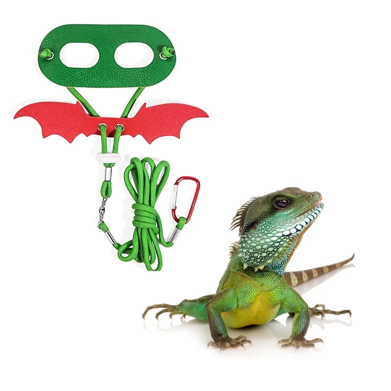 Lguana-arn&eacute;s ajustable para reptiles, estilo ala, lagarto peque&ntilde;o, cintur&oacute;n de cuerda de escalada, arn&eacute;s de drag&oacute;n, correa de cuero-4