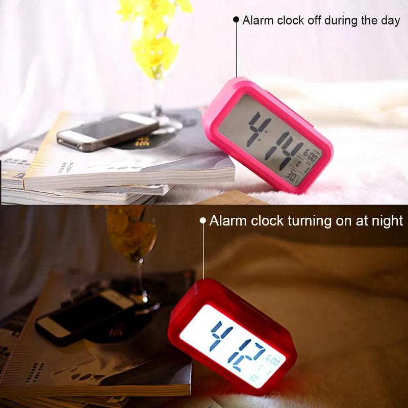 LED Digital Electronic Clock Temperature & Calendar Snooze Function Alarm Smart Mute Backlight Display |