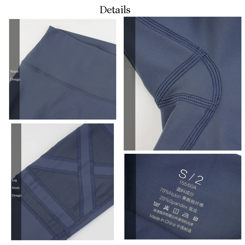 

Sports Yoga Leggings Women Mesh Stitching Fitness Pants Solid Color Stretch High Waist Sports Leggings Gym Tights