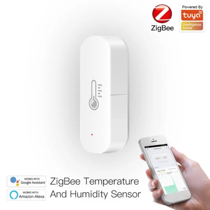

Смарт-датчик температуры и влажности Tuya ZigBee работает со шлюзом через приложение Alexa Google Home SmartLife/Tuya
