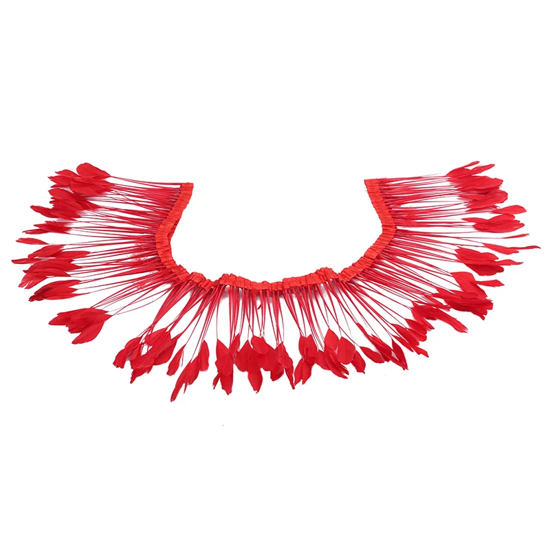 

2Yards/Lot Leather Black Dyed Stripped Coque Goose Tail Feathers Trims Fringe Feathers For Crafts Ribbon Wedding Costumes Plumas