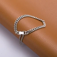 925 sterling silver fashion vintage tank chain thai silver bracelet for women men adjustable bracelet jewelry
