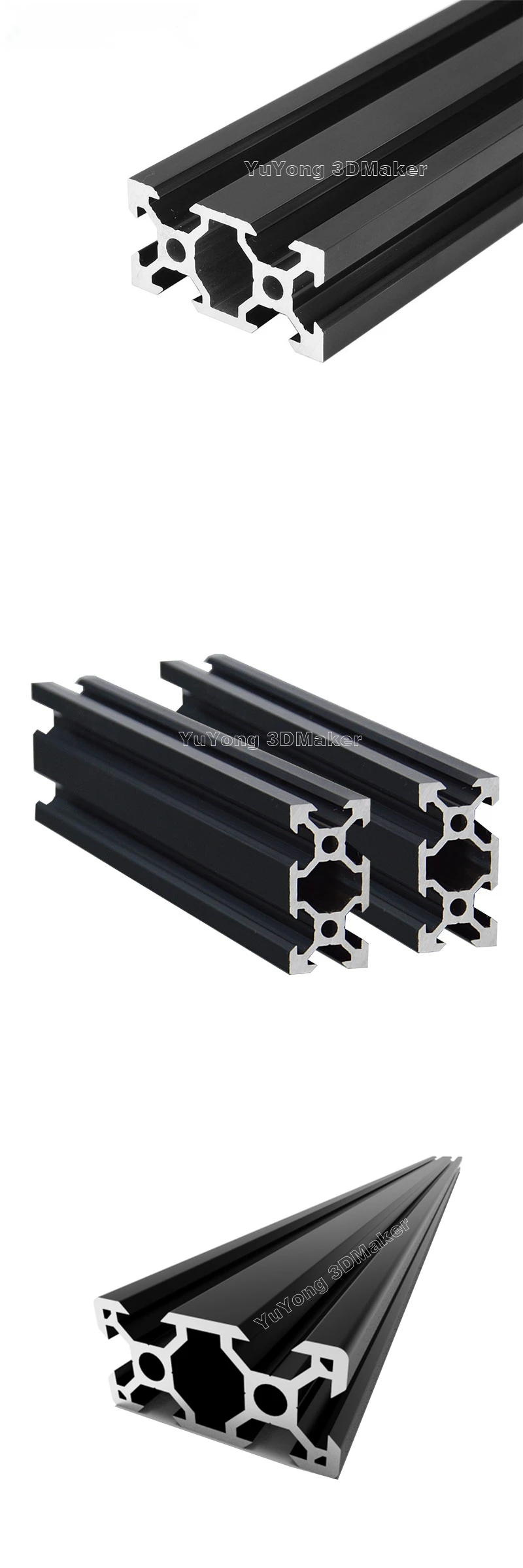 2040 черный анодированный Гладкий без cratch Al6063 v-slot rail алюминиевый профиль на DIY 3D принтер и гравировальная машина