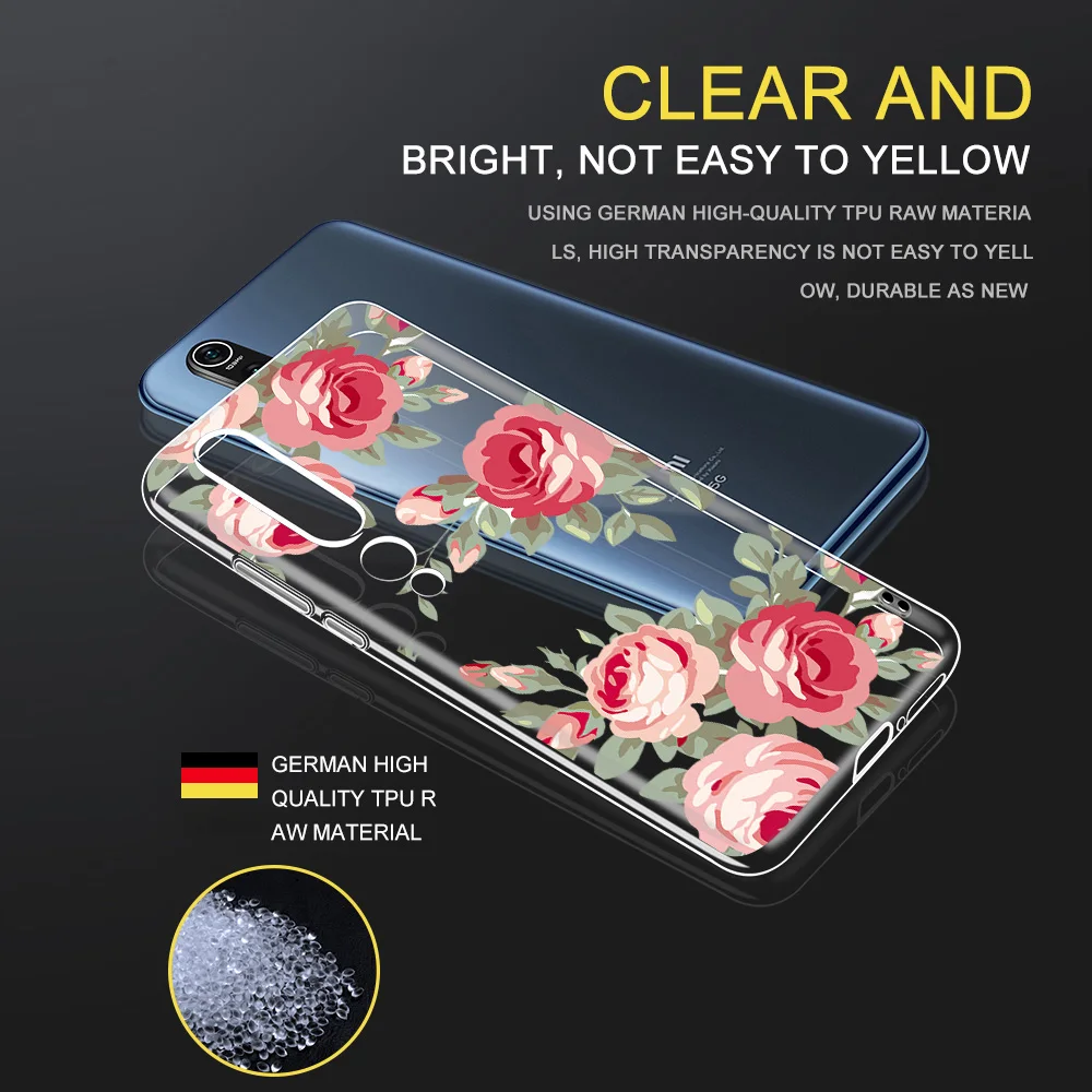 

Rose Sunflower Flower Phone Case For Xiaomi MI Note 10 9 9T Pro SE A2 A1 A3 Lite 6X F1 CC9 Redmi Note 8T 9 8 7 K30 Pro Soft TPU
