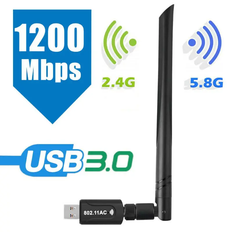 

1200 Mbps Wireless USB Wifi Adapter Dongle Dual Band 2.4g/5ghz with Antenna 802.11ac Network Card Receptor Wifi