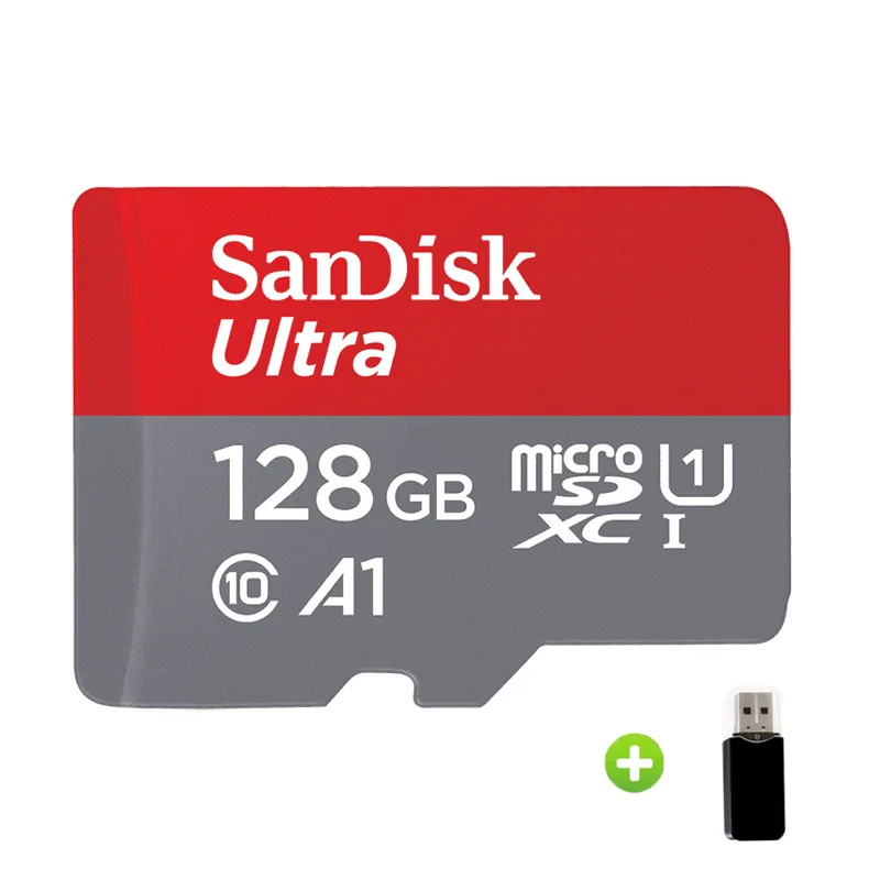 128GB-Card Reader Оригинальная карта памяти SanDisk Micro SD 32 Гб A1, 16 ГБ, 64 ГБ, 128 ГБ, 200 ГБ, 256 ГБ, 400 гб, 98 Мб/с, TF карта, флеш-накопитель для смартфона - Емкость: 128GB-Card Reader