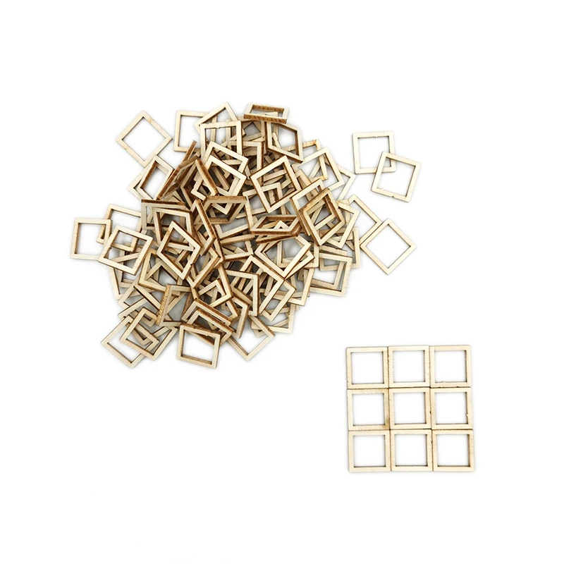 

100pcs 20mm Flower Square Hexagon Shape Wood DIY Craft Scrapbooking for Wooden Ornaments Arts Handmade Home Decor Embellishments