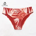 Женский купальник-бикини CUPSHE, оранжевый купальник со средней талией и листочками, 2022 раздельные бразильские плавки-бикини