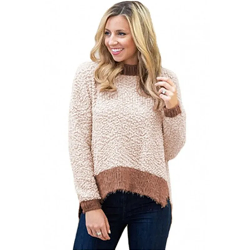 Осенняя рубашка с длинными рукавами для женщин пуловер Футболка круглым вырезом