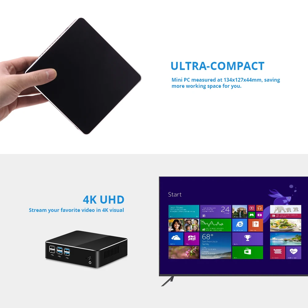 Мини ПК Intel Core i7 7500U I5 7200U i3 7100U 2955U 4K HTPC компьютер Linux Windows 10 MiniPC Gamer Настольный DDR3L Micro