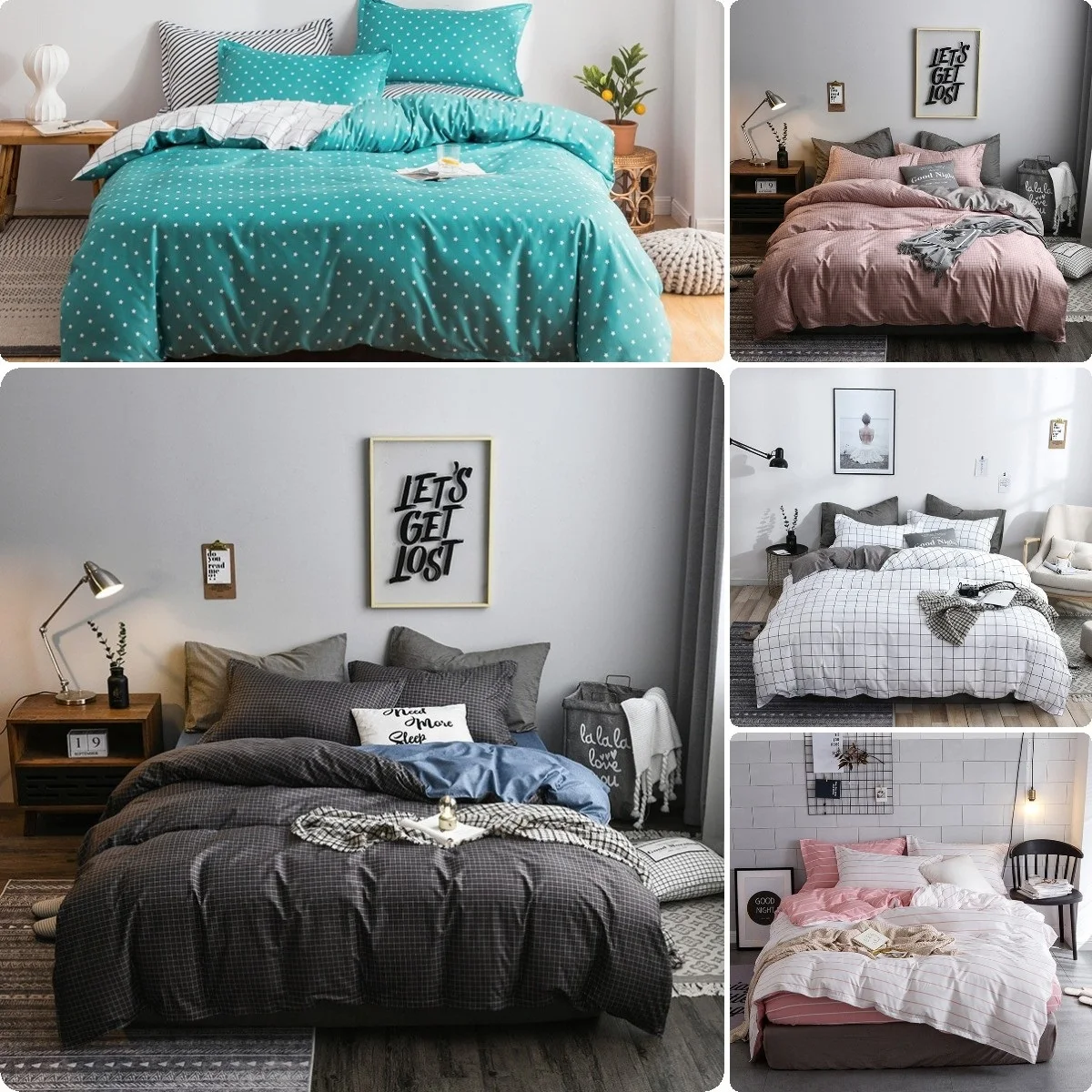 

Cotton 4 in 1 Bedsheet Set Single/Queen/King Size Bedding Cover Quilt Pillowcase