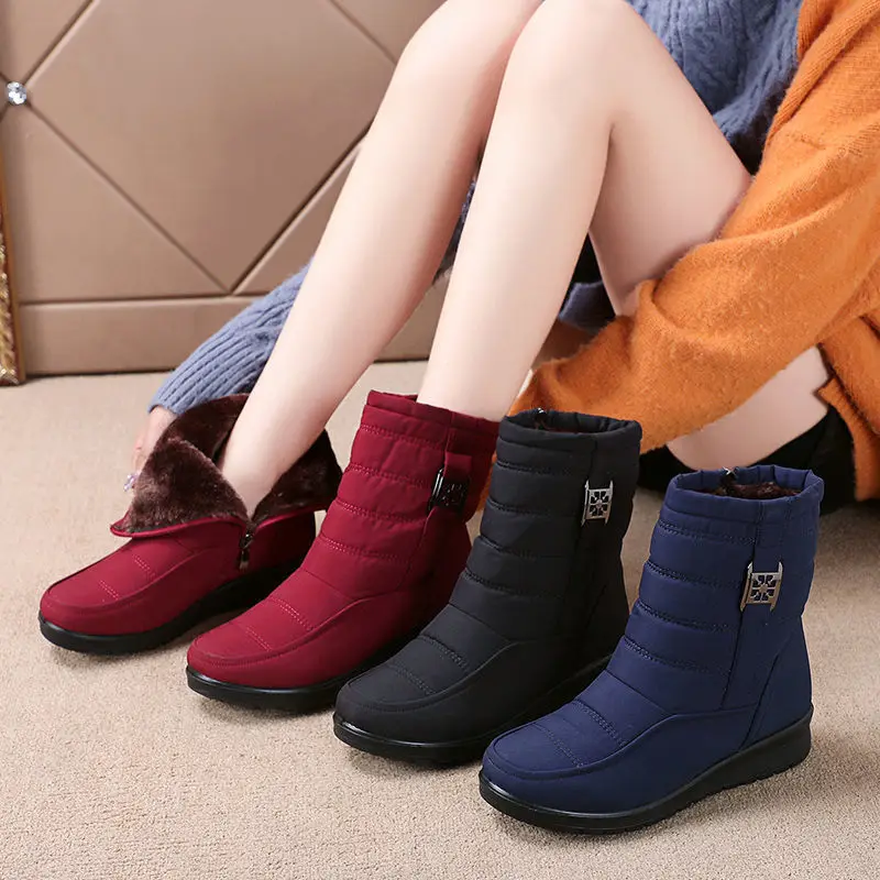 

Mother Shoes Winter Anti-skid 2021 New Middle-aged Cotton Shoes In The Boots Waterproof Snow Boots Women Thickened