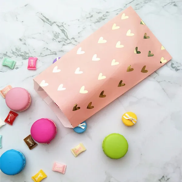 200 шт. подарочные пакеты для конфет румяна розовые/красивые и фольгированные