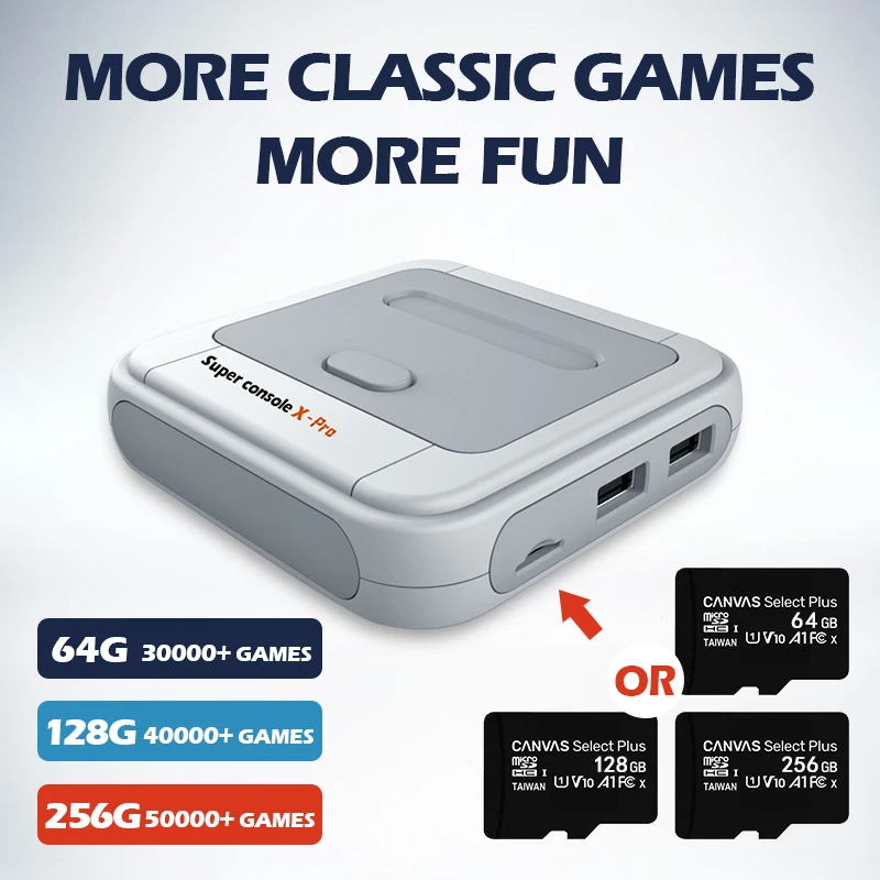 Ретро Wi-Fi супер консоль X Pro 4K HD ТВ видео игровые консоли для PS1/PSP/N64/DC с 50000 + игр и 2 4G