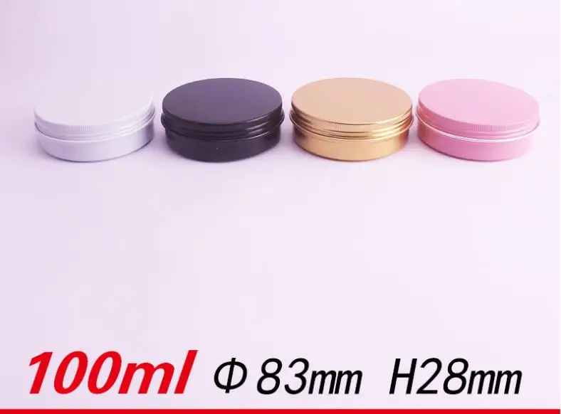 50pcs 100g 100ml 83*28m black white pink Empty Aluminum Can Coffee tea Tin box Refillable Container Cosmetic Storage Jar