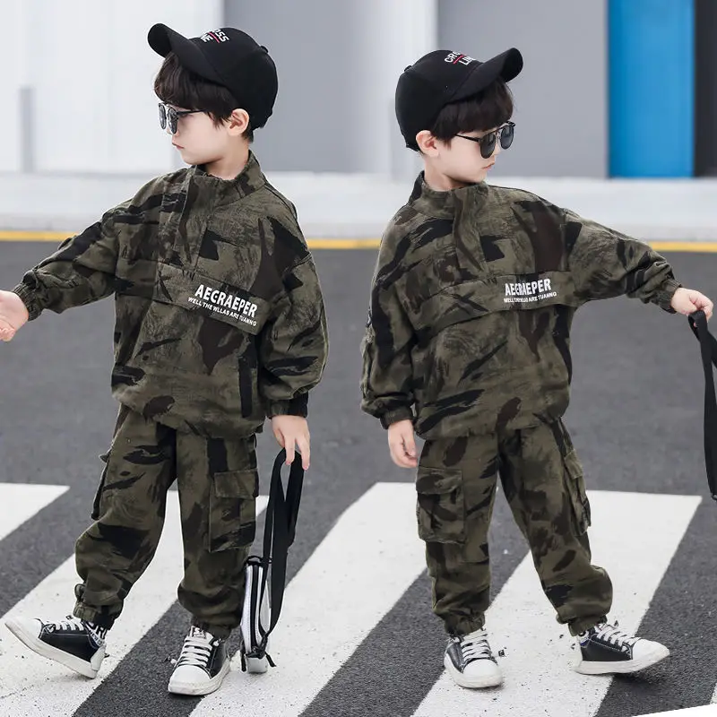 Детский комплект из 2 предметов спортивный костюм военная униформа Детские