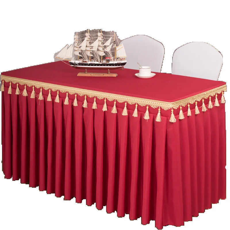 

Honorable Table Skirt Exhibition Meeting Hotel Decoration Rectangular Tablecloth Table Cover Blue Decoration Coffe Table