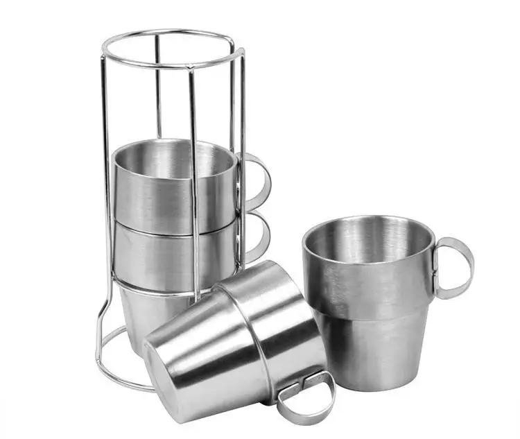 4 шт./компл. двойная чашка из нержавеющей стали изоляция для пикника кофейная